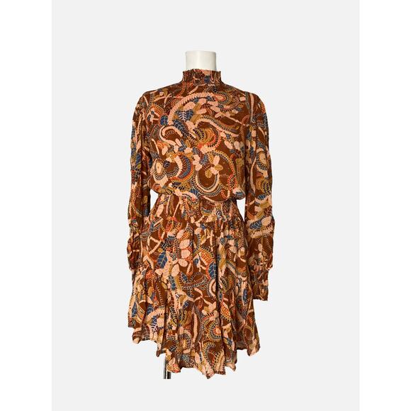 A.L.C Women's Ditzy Floral Degas Dress Long Sleeve Ginger Combo Size 4 - Picture 1 of 10